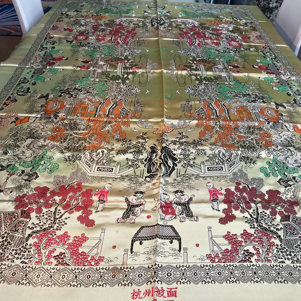 SALE! Chinese Colorful Silk Brocade Tapestry with Children Playing“Hangzhou”